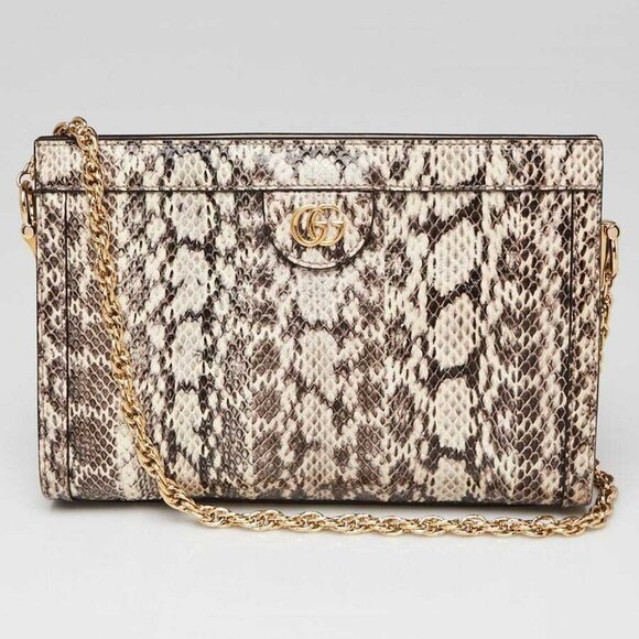 Gucci White/Black Snakeskin Ophidia Small Shoulder Bag - Picture 1 of 9